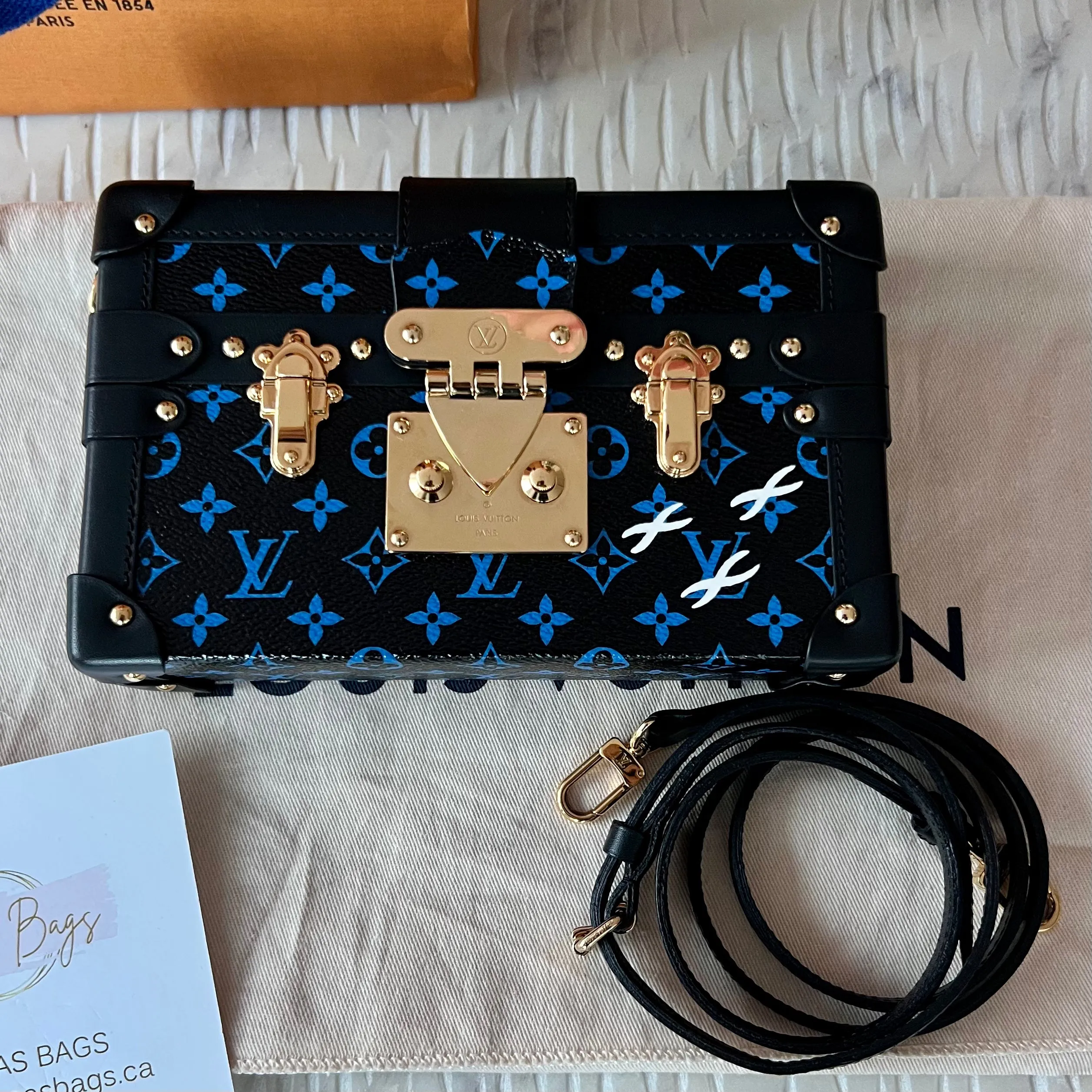 Louis Vuitton Monogram Petite Malle Blue Black Bag