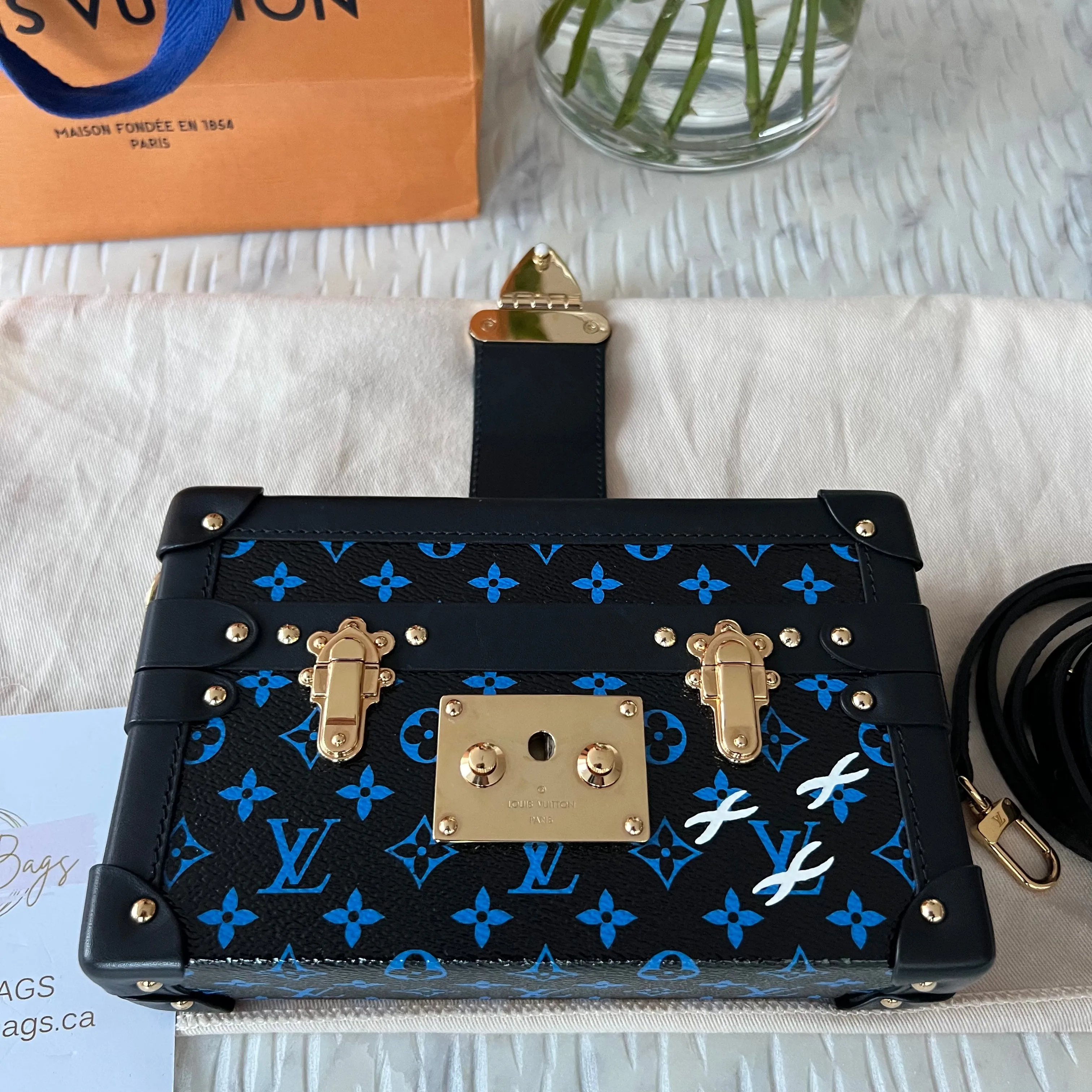 Louis Vuitton Monogram Petite Malle Blue Black Bag