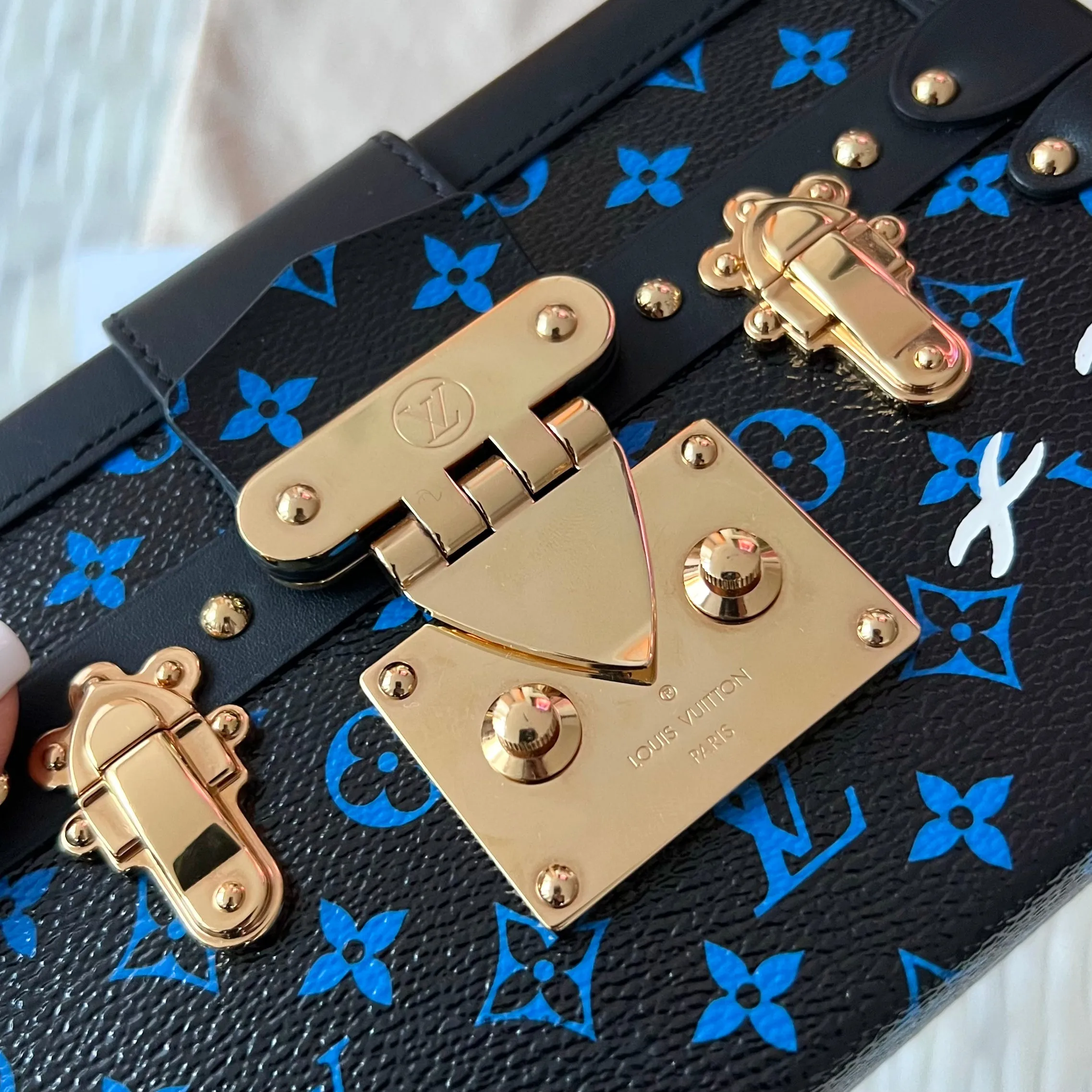 Louis Vuitton Monogram Petite Malle Blue Black Bag