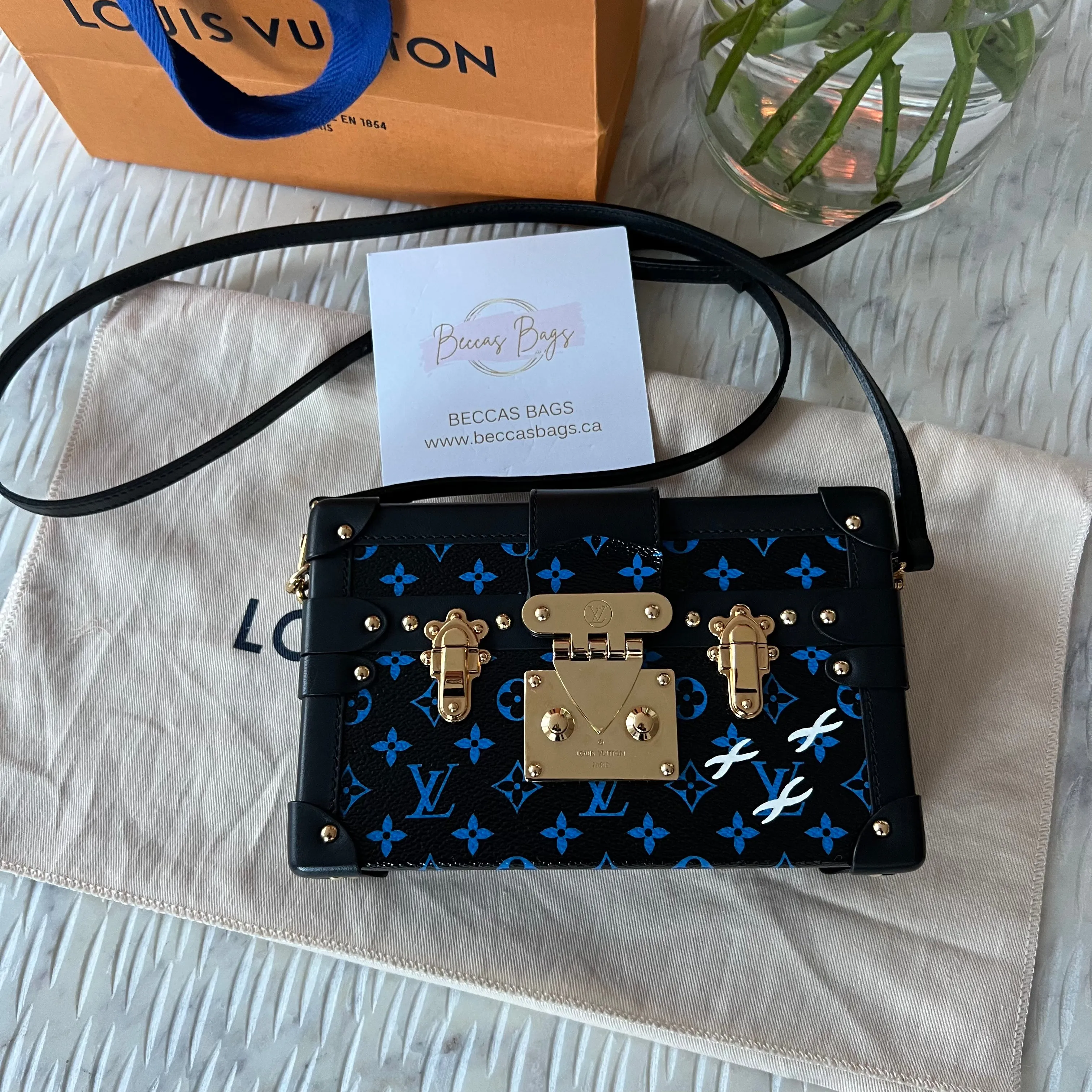 Louis Vuitton Monogram Petite Malle Blue Black Bag