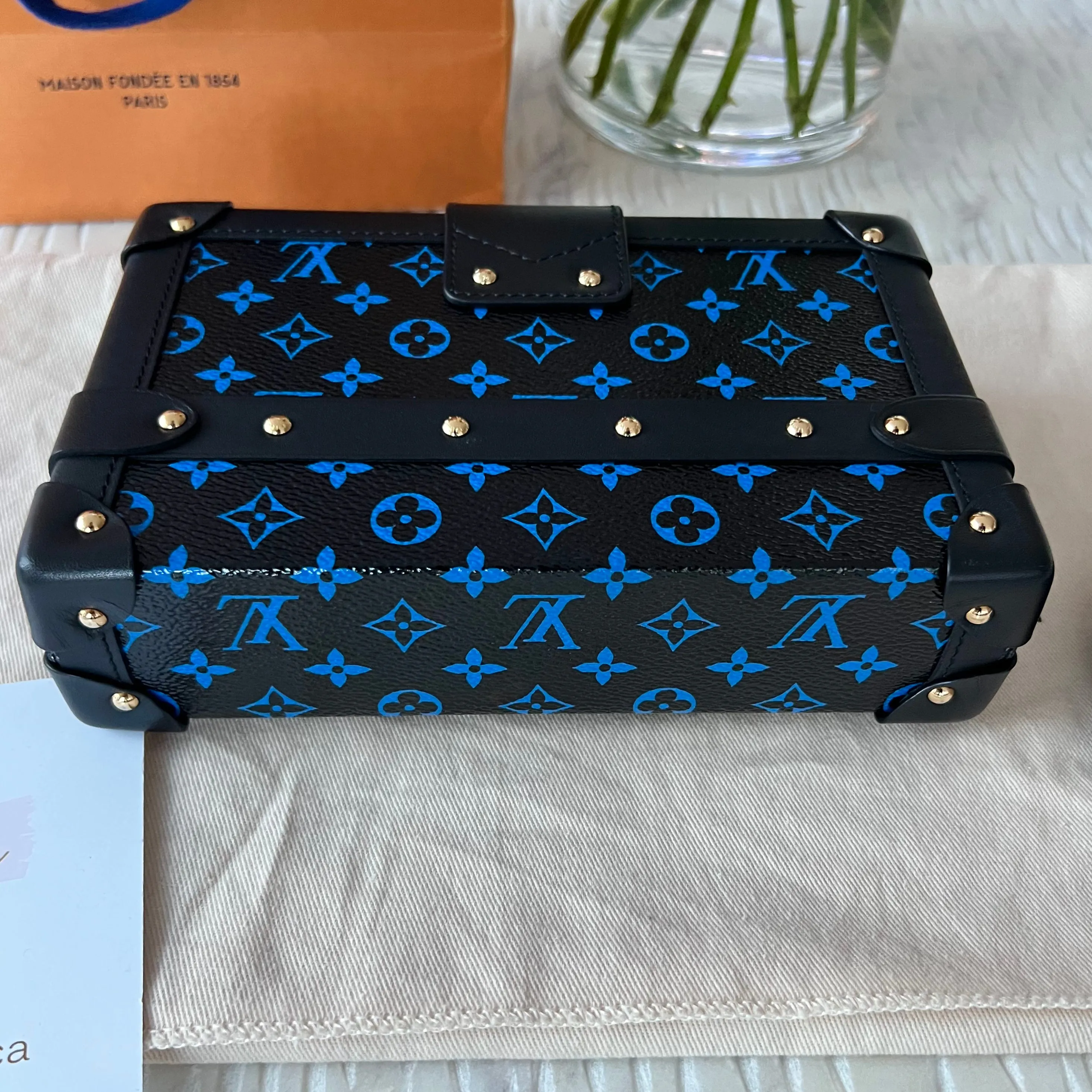 Louis Vuitton Monogram Petite Malle Blue Black Bag