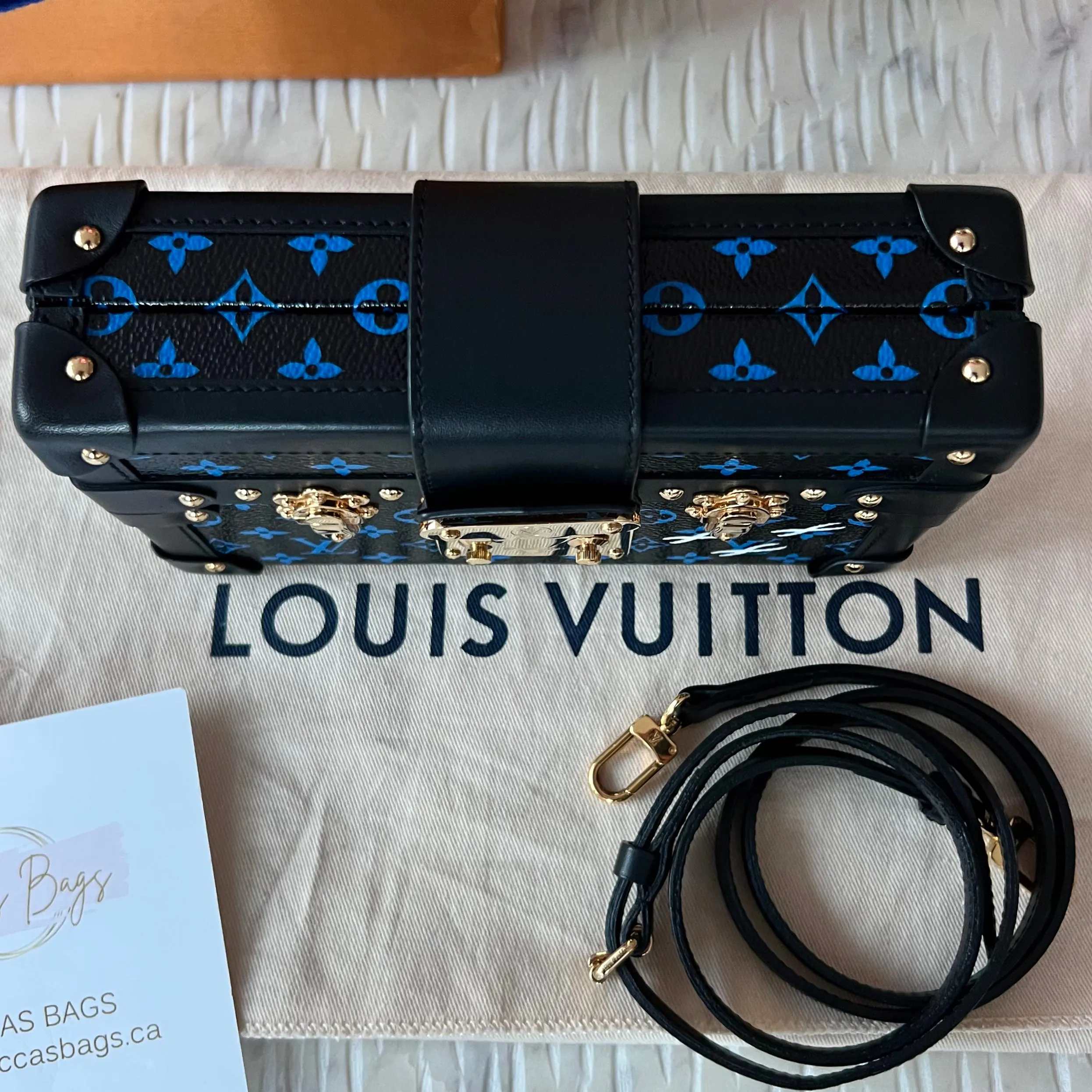 Louis Vuitton Monogram Petite Malle Blue Black Bag