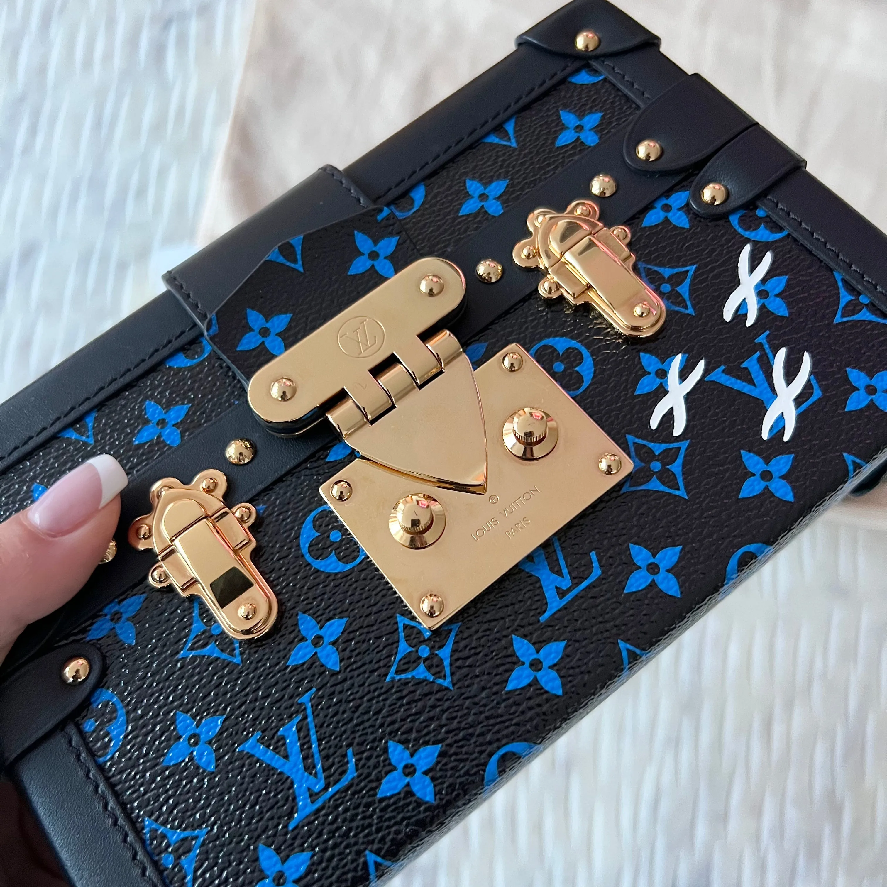 Louis Vuitton Monogram Petite Malle Blue Black Bag