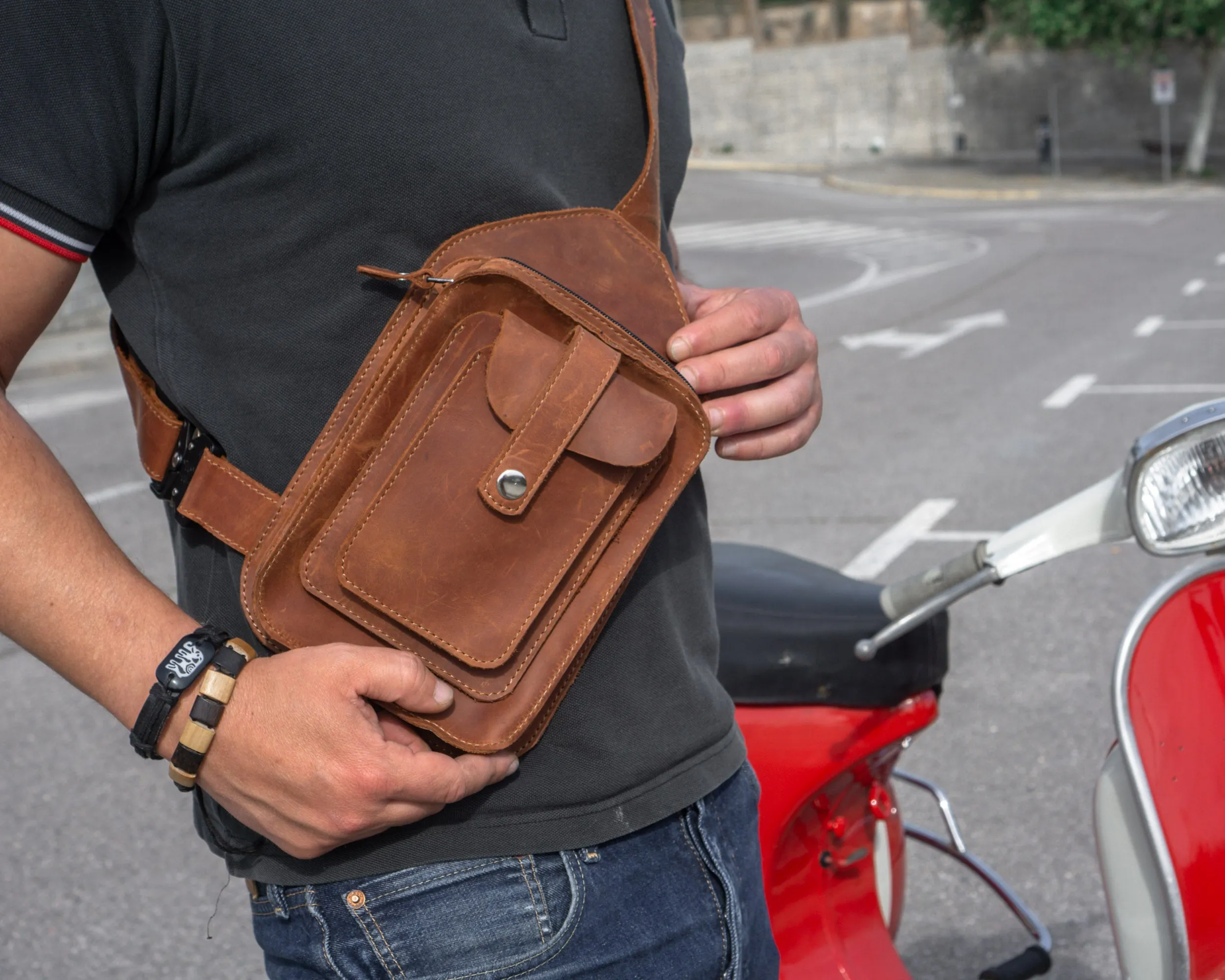 Mens Brown Leather Crossbody Bag | Sling Bags for Men | Handcrafted