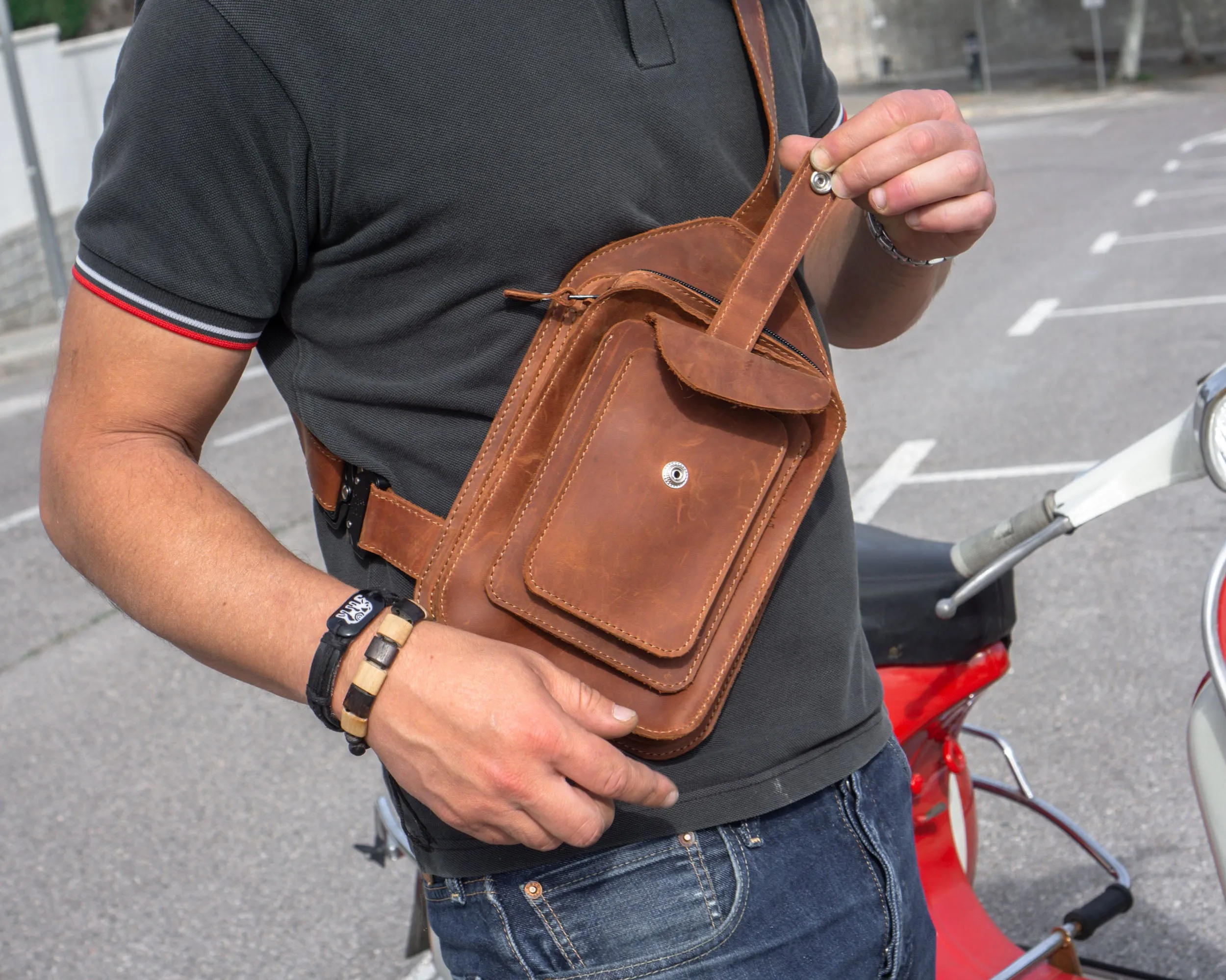 Mens Brown Leather Crossbody Bag | Sling Bags for Men | Handcrafted