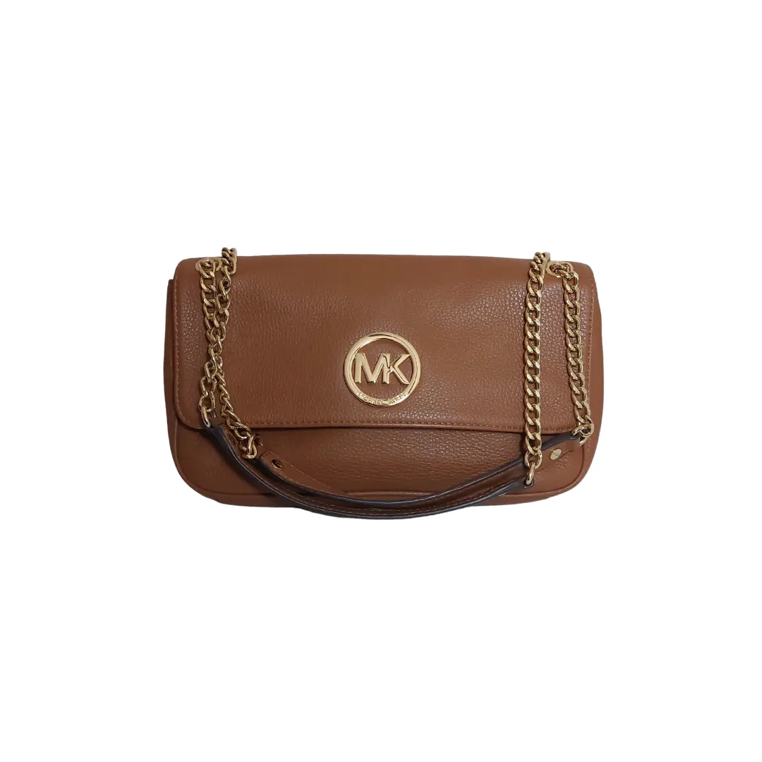 Michael Kors Brown Leather Fulton Flap Shoulder Bag | Gently Used |