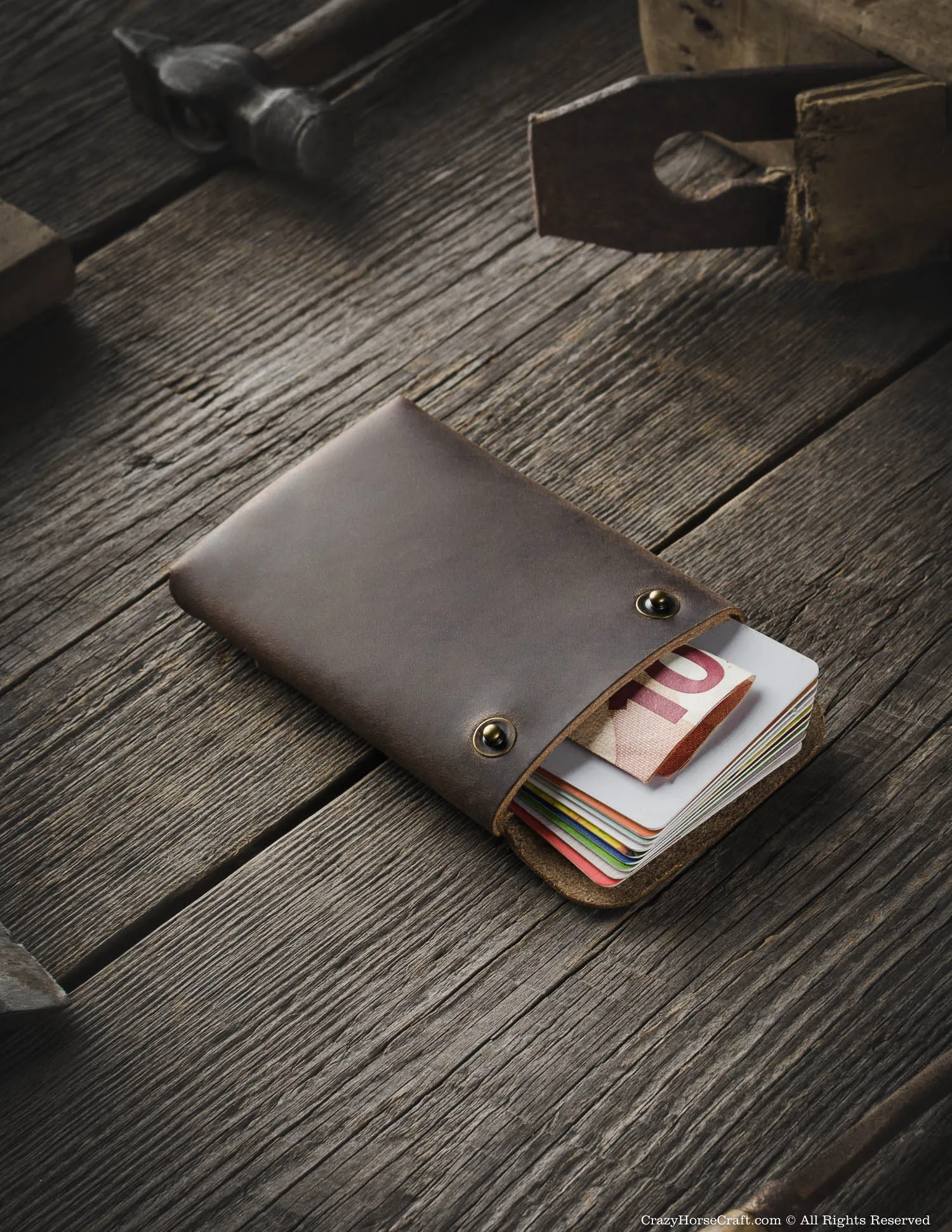 Minimalistic leather wallet/card holder | Wood Brown