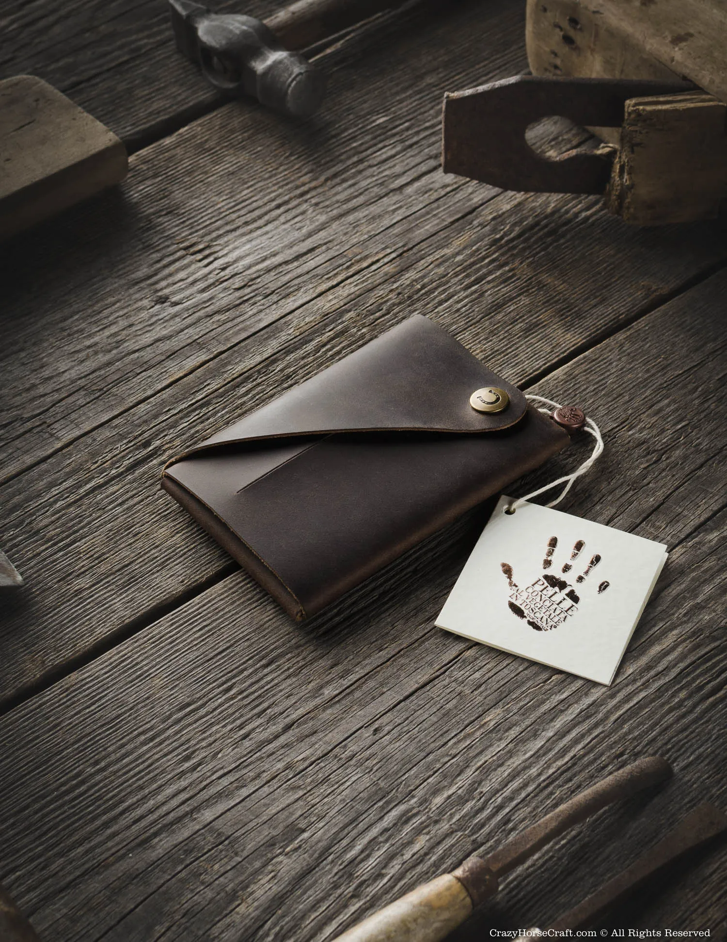 Minimalistic leather wallet/card holder | Wood Brown