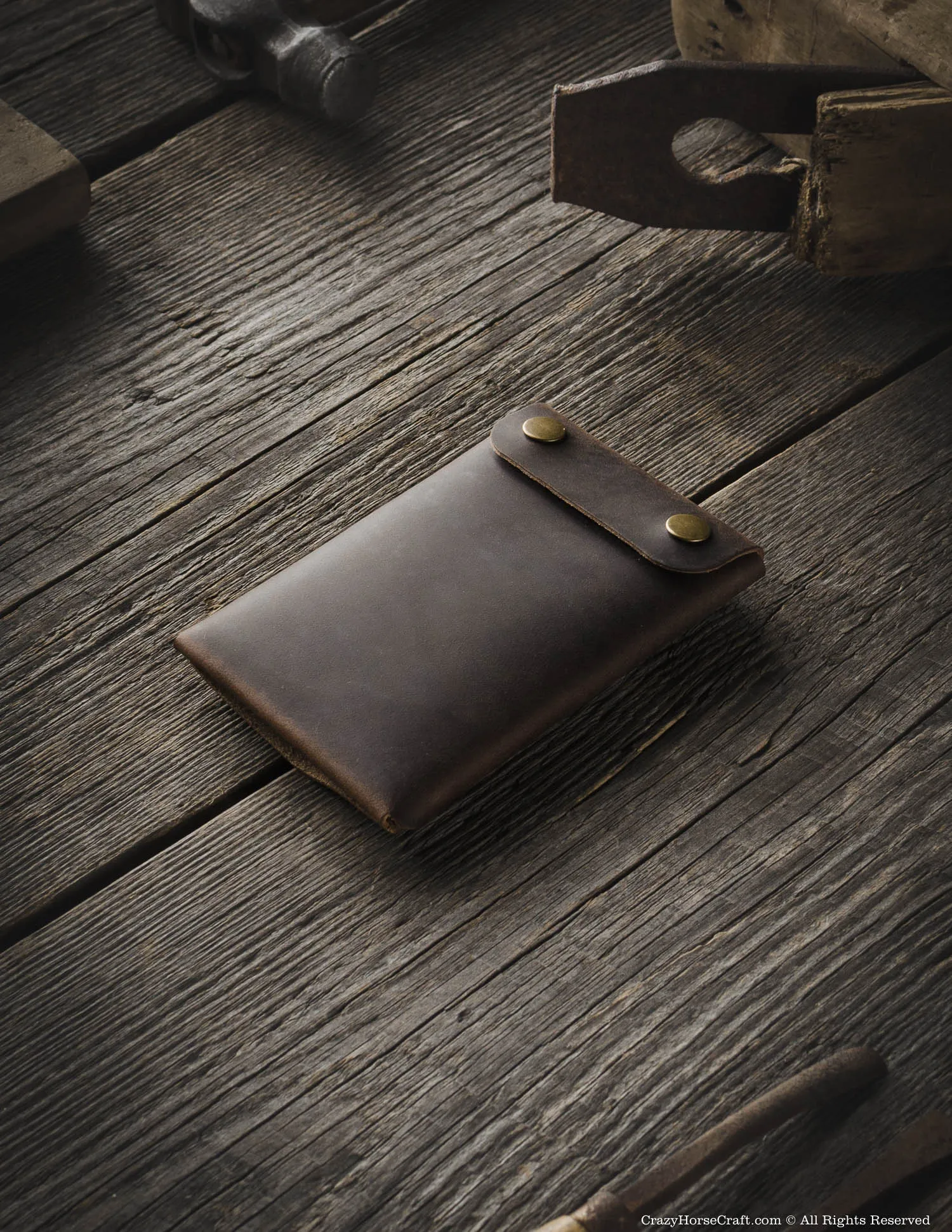 Minimalistic leather wallet/card holder | Wood Brown