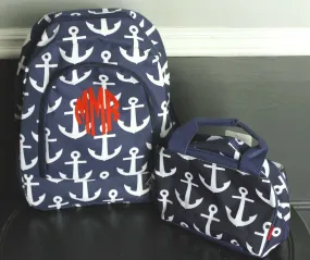 Monogrammed Navy Anchor backpack