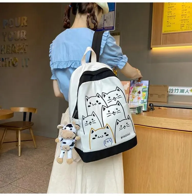 NBCB143 Cool Backpack - School Book Bags - Cute Cat Pattern