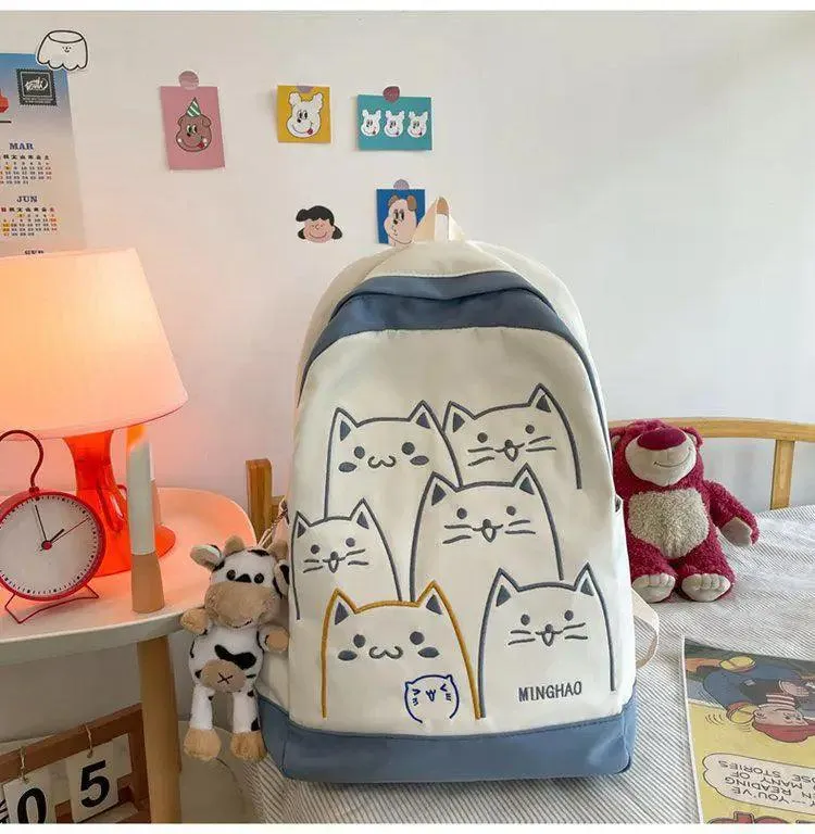 NBCB143 Cool Backpack - School Book Bags - Cute Cat Pattern