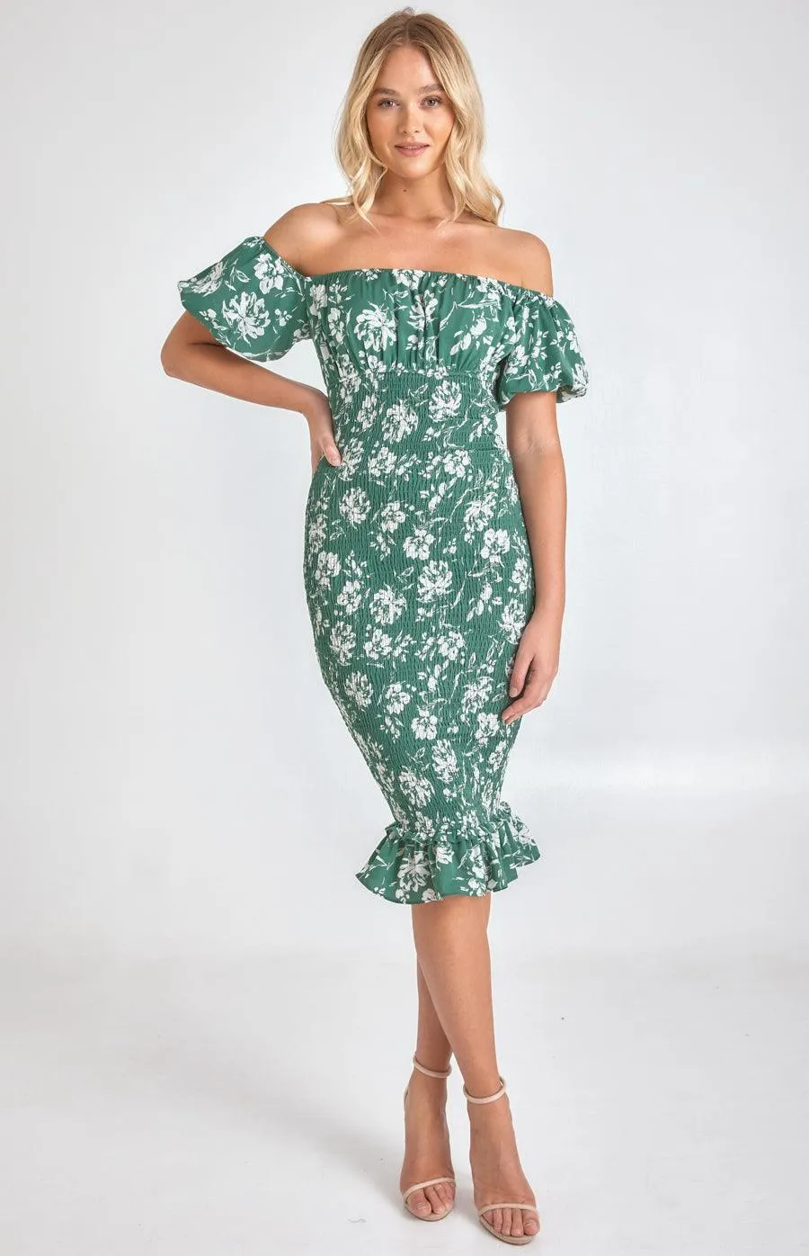 Noelle Dress - Green floral