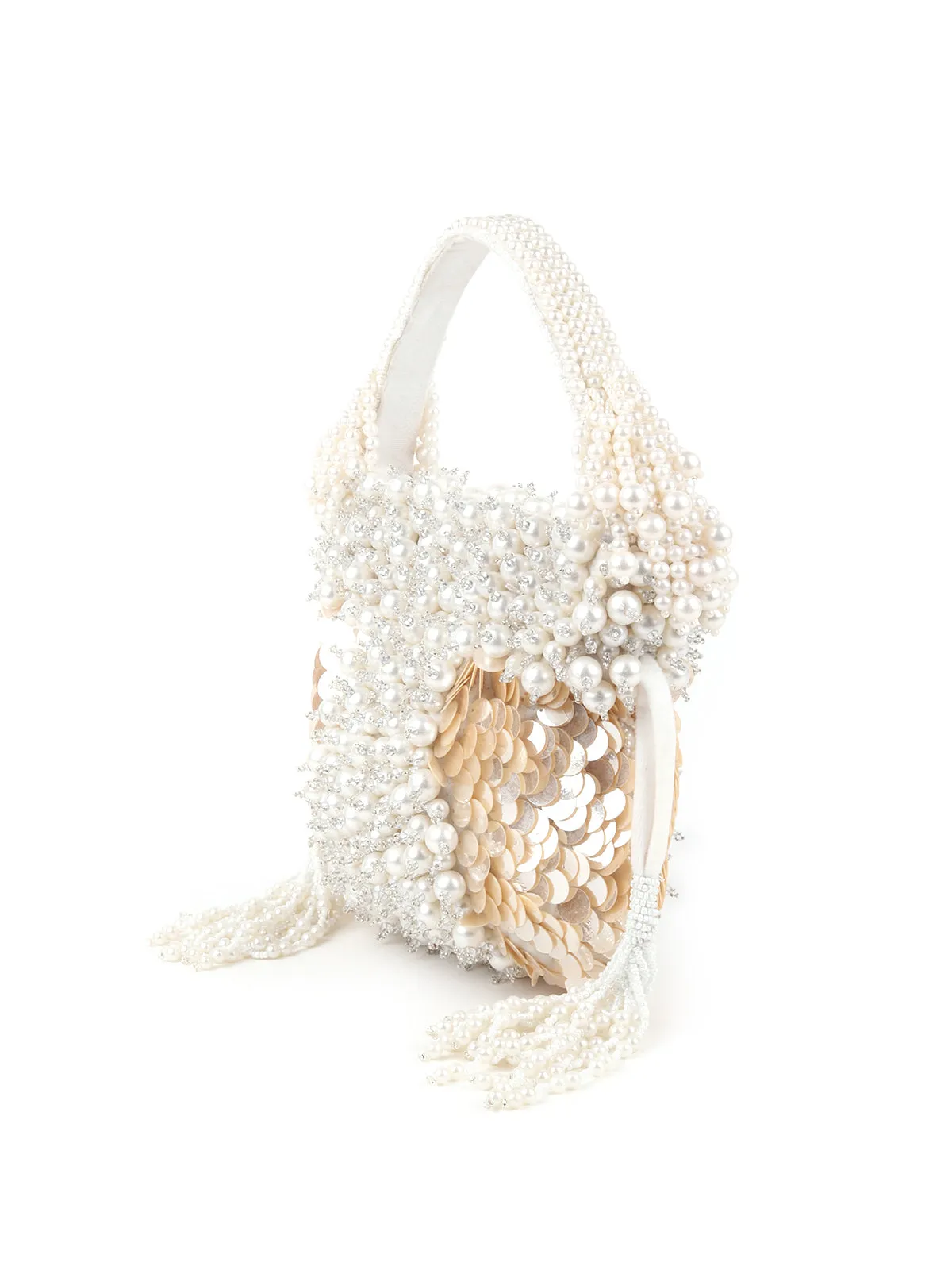 Odette Peach Embroidered Bridal Potli Bag For Women