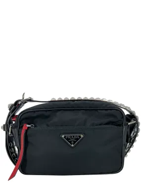 PRADA Tessuto Nylon Studded New Vela Shoulder Bag