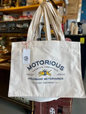 "Tire-Tiger" Motorious Tote Bag, Large, Off-white