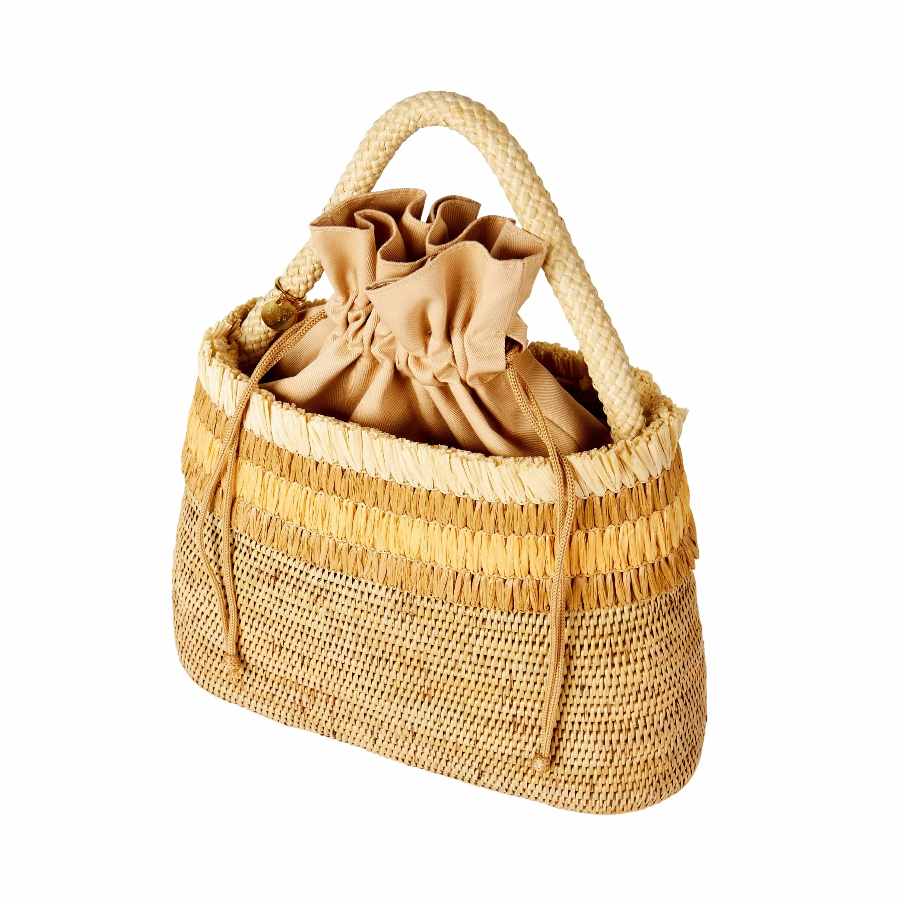 Raha Handwoven Atta Vegan Oval Handbag | Natural & Beige