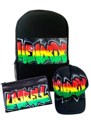 Rasta Backpack, Cap, Pencil Case