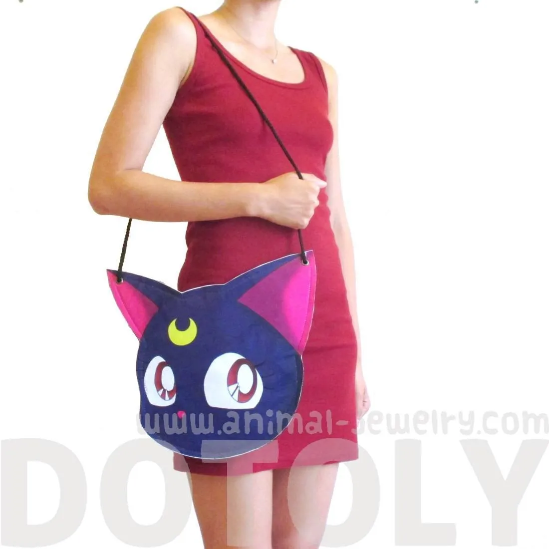 Sailor Moon Luna Kitty Cat Face Shaped Vinyl Cross Body Bag