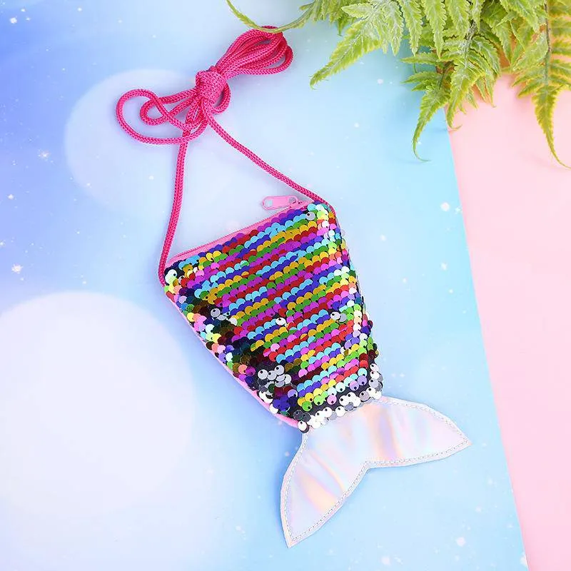 Sequins Decor Fishtail Shape Mini Crossbody Bag