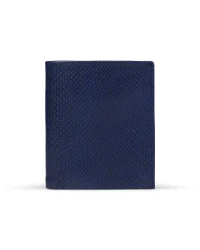 Slim Leather Wallet - Azul Escamas/Negro