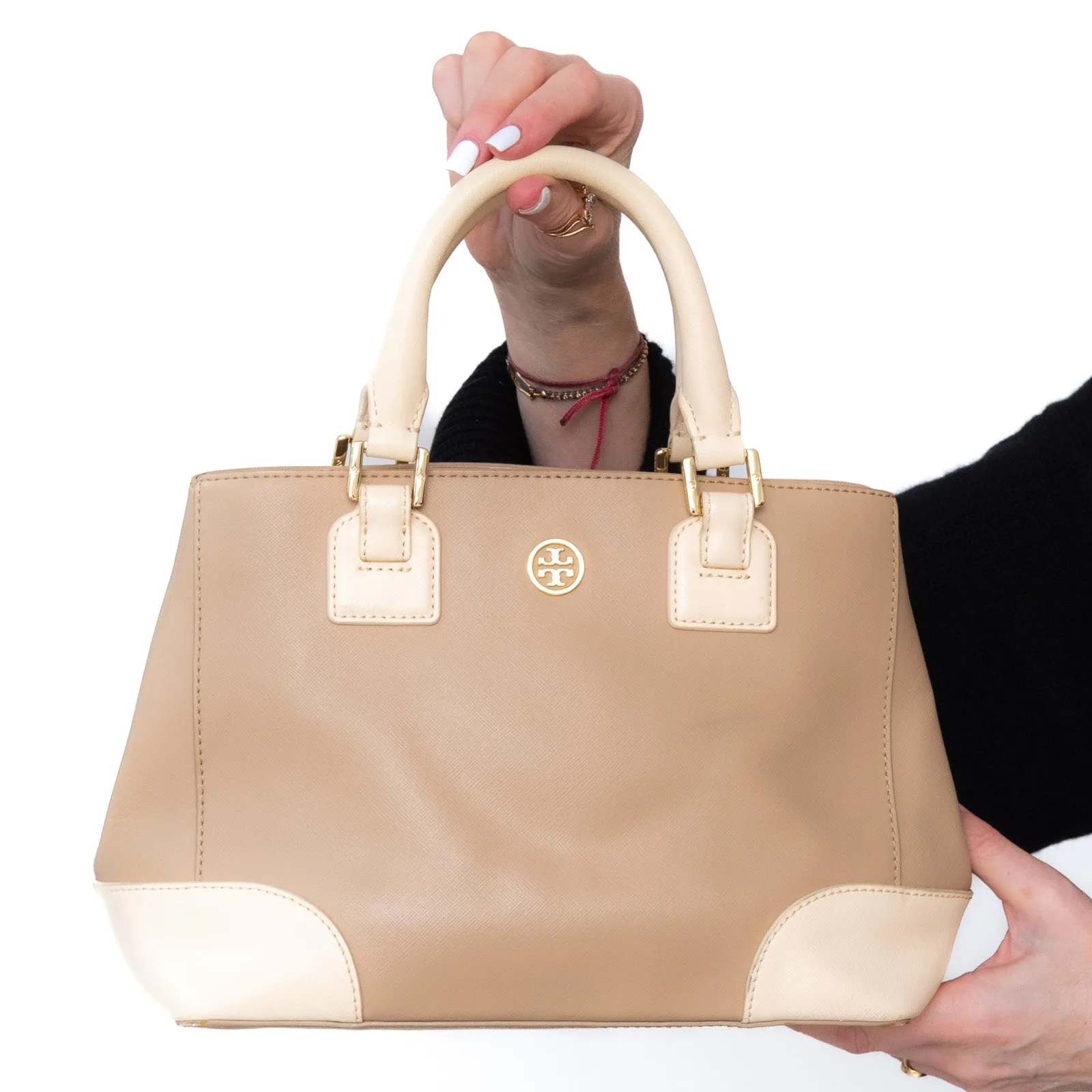 Tory Burch Beige Leather Tote Bag