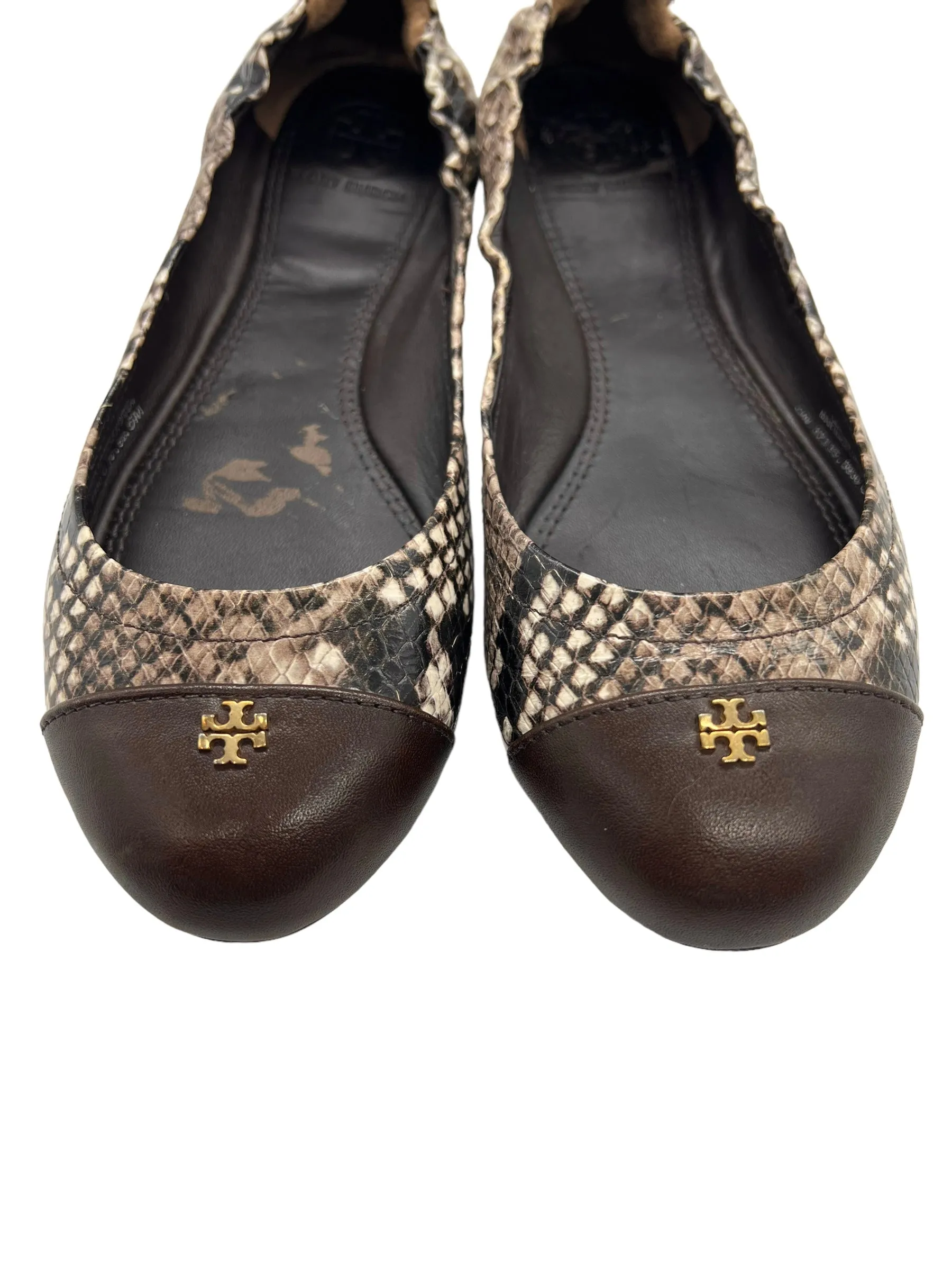 Tory Burch Brown Snake Print Size 5 York Ballet Flats