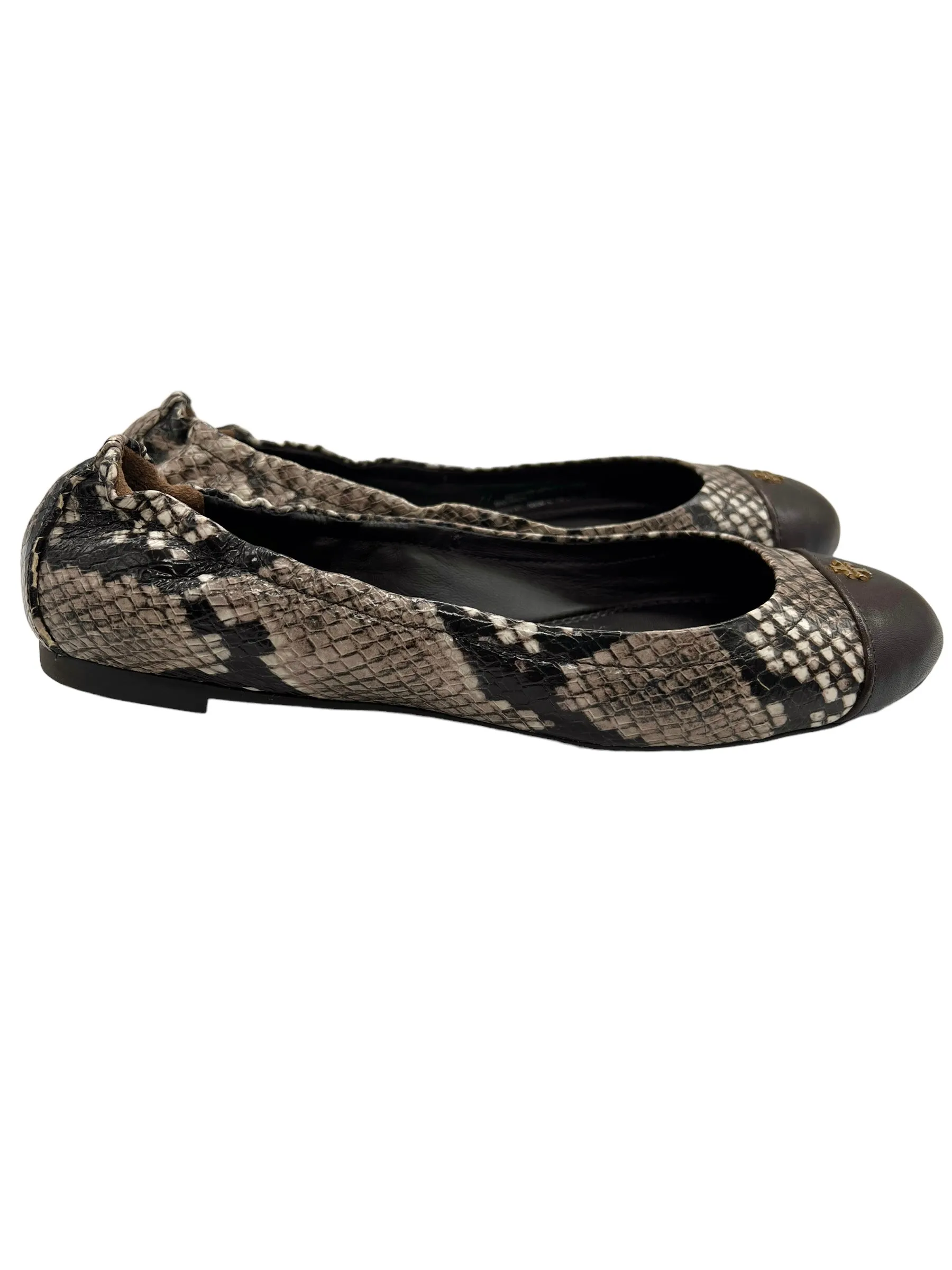 Tory Burch Brown Snake Print Size 5 York Ballet Flats