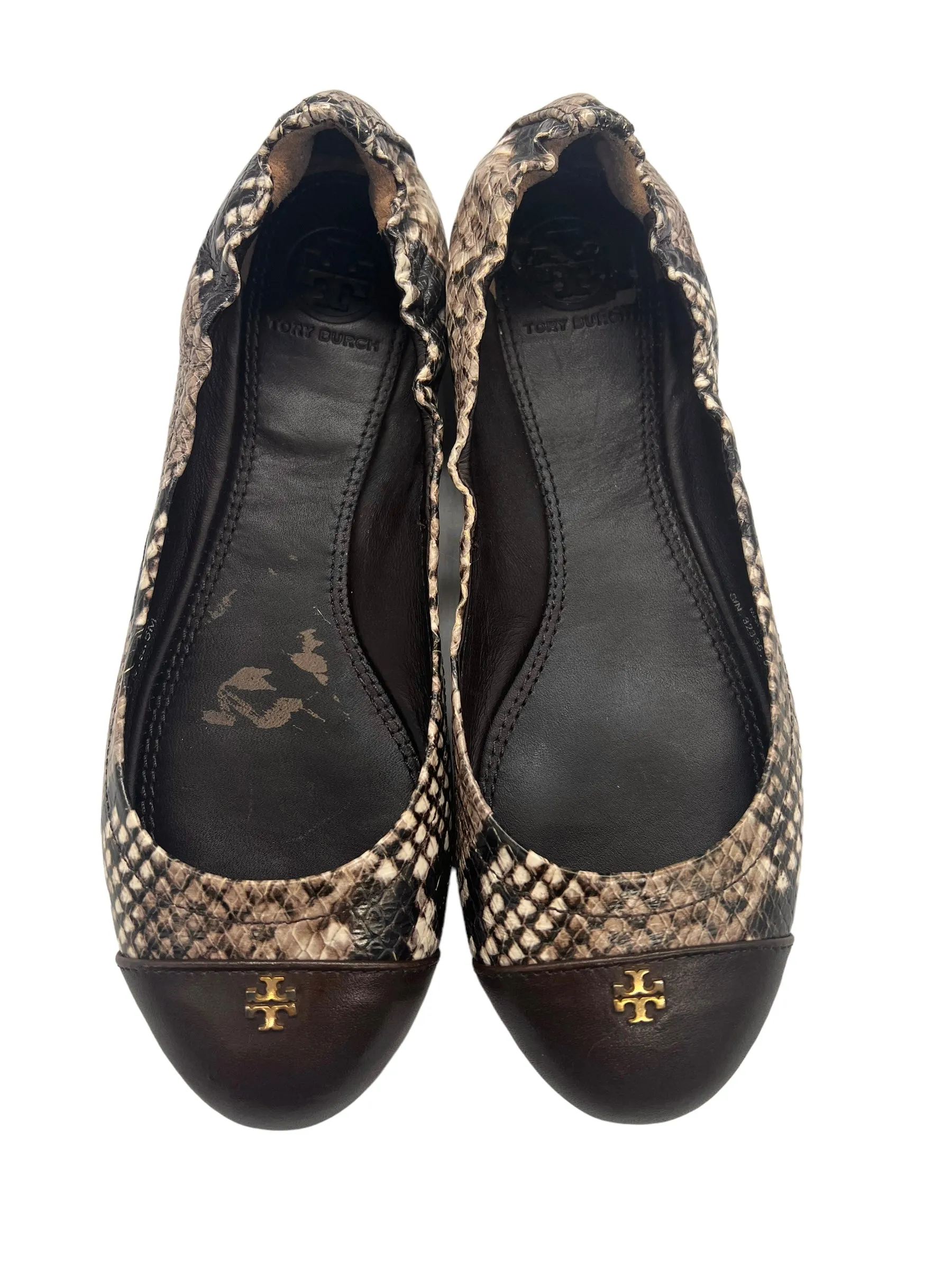 Tory Burch Brown Snake Print Size 5 York Ballet Flats