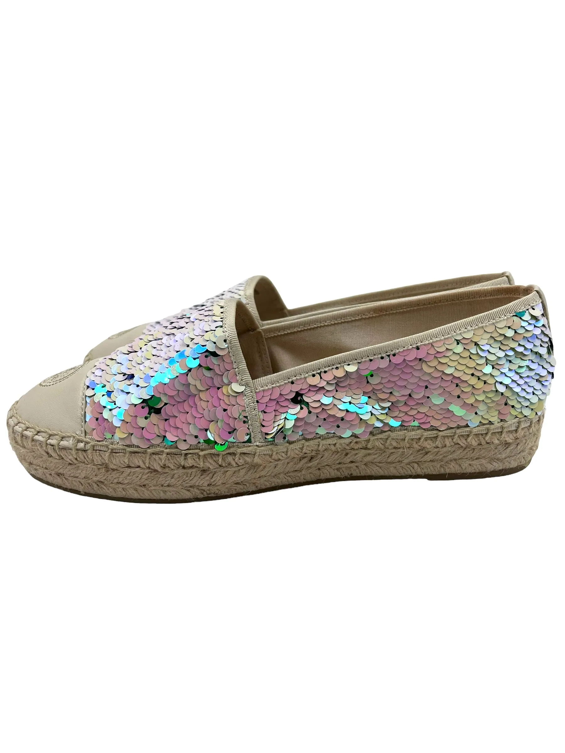 Tory Burch Size 8 Opal/Sea Green Mermaid Sequin Espadrilles