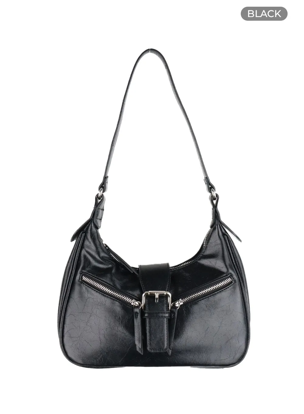 Chic Vintage-Style Washed Faux Leather Shoulder Bag - CA403